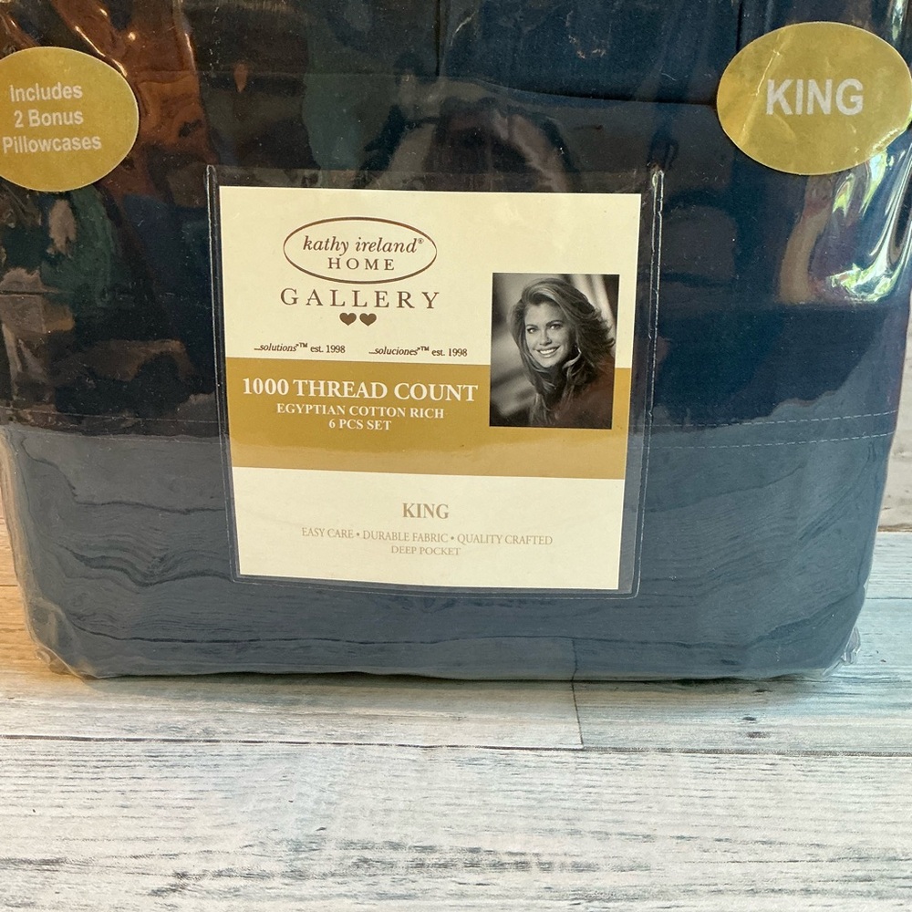 Kathy Ireland 6-Pc King Size 1000 tct Egyptian Cotton Blend Sheet Set - Picture 3 of 6